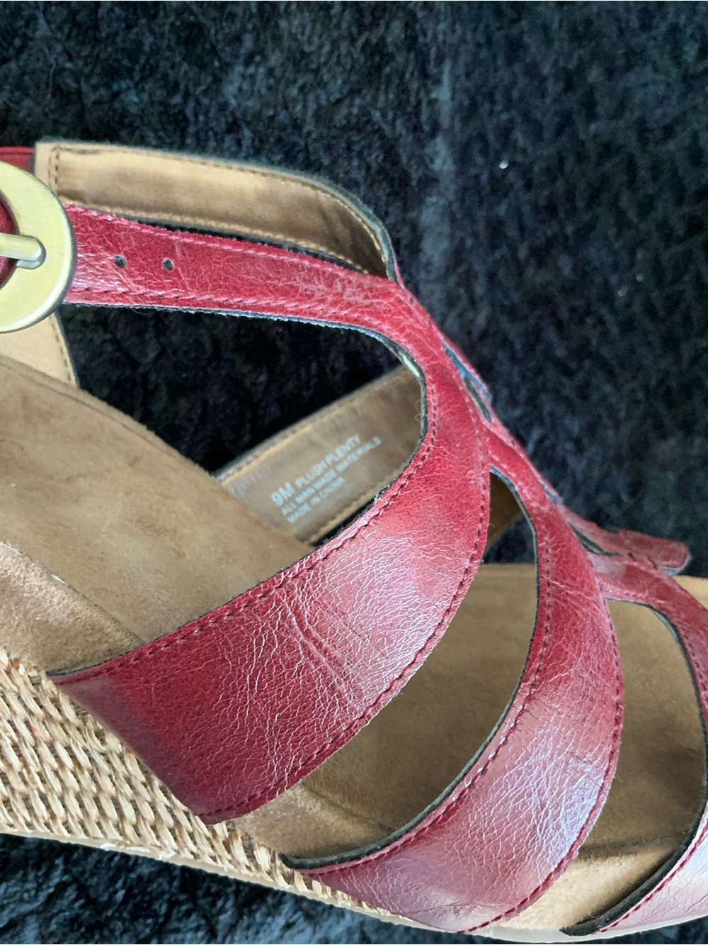 AEROSOLES Red Strappy Wedge Sandals - Picture 6 of 8